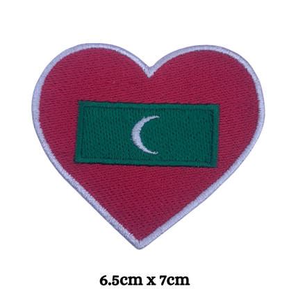 Country Heart Flag Patch – Embroidered Iron On / Sew On Heart Shaped National Flag Badge | All Countries Available | Jackets, Bags, Hats – Gift for Heritage, Travel & Flag Lovers (K-S)