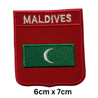 Shield Flag with Name Patch – Embroidered Iron On / Sew On Shield Shaped National Flag Badge with Country Name | All Countries | Badge for Jacket, Biker Vest, Backpack, Uniform (K-S)