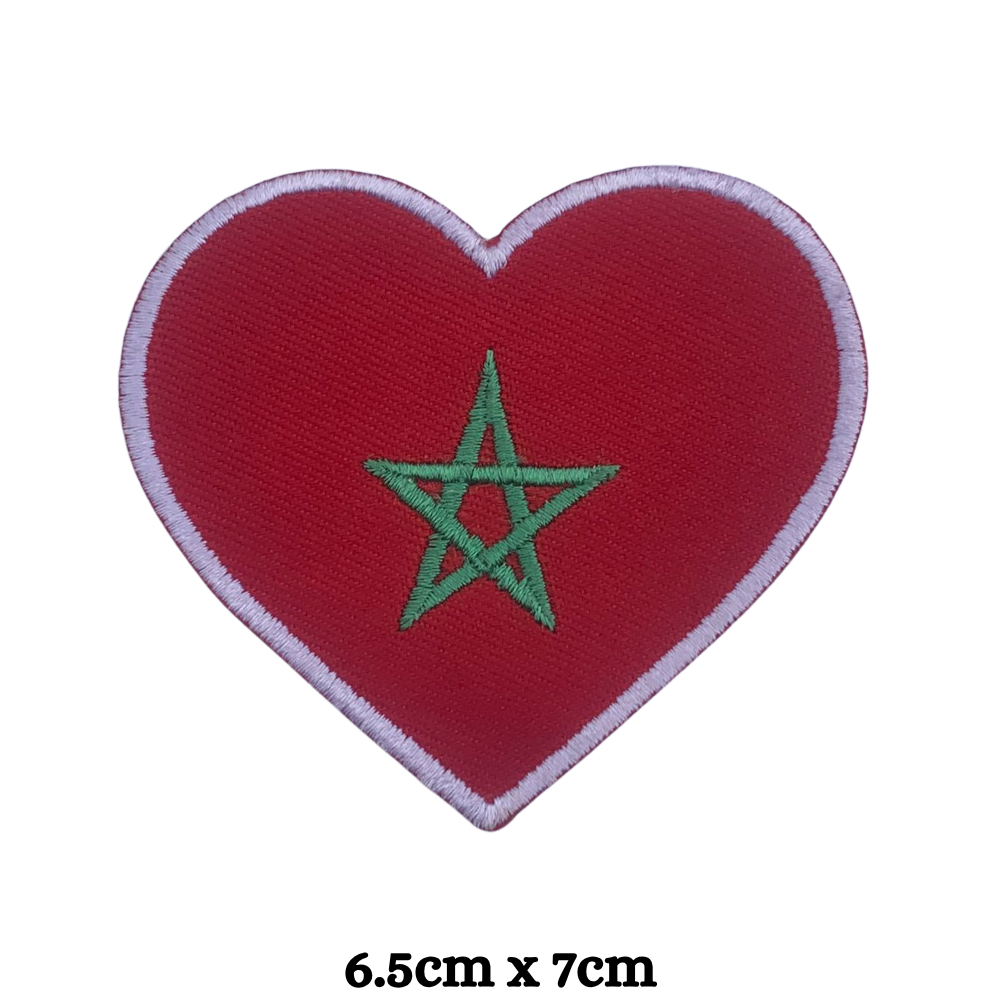 Country Heart Flag Patch – Embroidered Iron On / Sew On Heart Shaped National Flag Badge | All Countries Available | Jackets, Bags, Hats – Gift for Heritage, Travel & Flag Lovers (K-S)