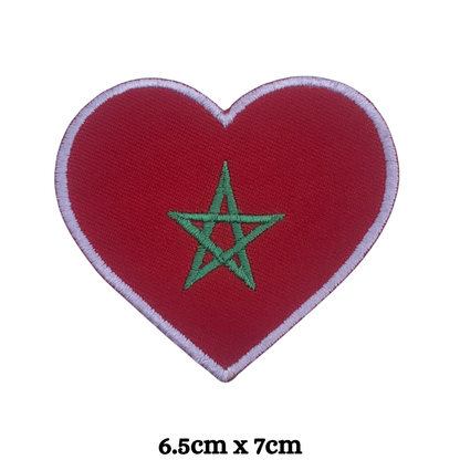 Country Heart Flag Patch – Embroidered Iron On / Sew On Heart Shaped National Flag Badge | All Countries Available | Jackets, Bags, Hats – Gift for Heritage, Travel & Flag Lovers (K-S)