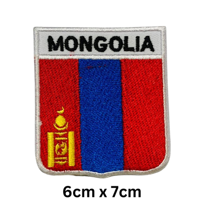 Shield Flag with Name Patch – Embroidered Iron On / Sew On Shield Shaped National Flag Badge with Country Name | All Countries | Badge for Jacket, Biker Vest, Backpack, Uniform (K-S)