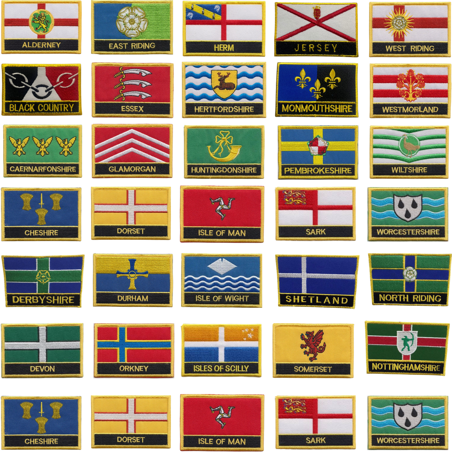 UK County Flag Patch 9.5cm x 6cm Embroidered Iron On/Sew On Badge Durable Fabric Applique for Jackets, Backpacks, Hats, and Clothing