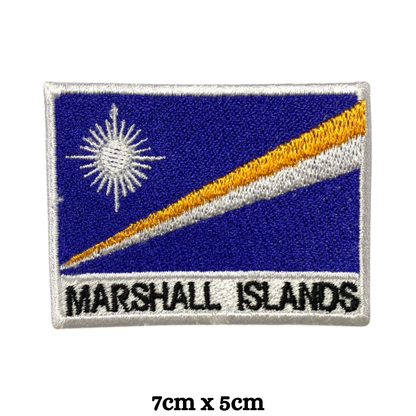 Country Flag with Name Embroidered Patch – Iron On / Sew On National Flag Badge with Country Name | All Countries Available | Jackets, Hats, Backpacks, Uniforms (K-S)
