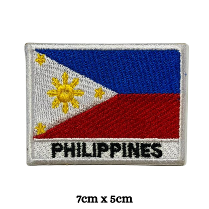 Country Flag with Name Embroidered Patch – Iron On / Sew On National Flag Badge with Country Name | All Countries Available | Jackets, Hats, Backpacks, Uniforms (K-S)