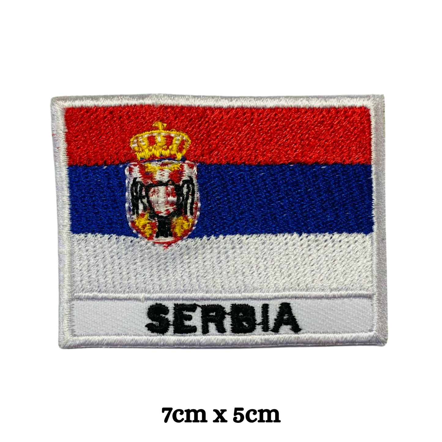 Country Flag with Name Embroidered Patch – Iron On / Sew On National Flag Badge with Country Name | All Countries Available | Jackets, Hats, Backpacks, Uniforms (K-S)