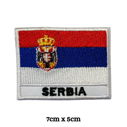 Country Flag with Name Embroidered Patch – Iron On / Sew On National Flag Badge with Country Name | All Countries Available | Jackets, Hats, Backpacks, Uniforms (K-S)