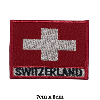 Country Flag with Name Embroidered Patch – Iron On / Sew On National Flag Badge with Country Name | All Countries Available | Jackets, Hats, Backpacks, Uniforms (K-S)