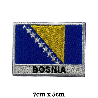 Country Flag with Name Embroidered Patch – Iron On / Sew On National Flag Badge with Country Name | All Countries Available | Jackets, Hats, Backpacks, Uniforms (A-J)