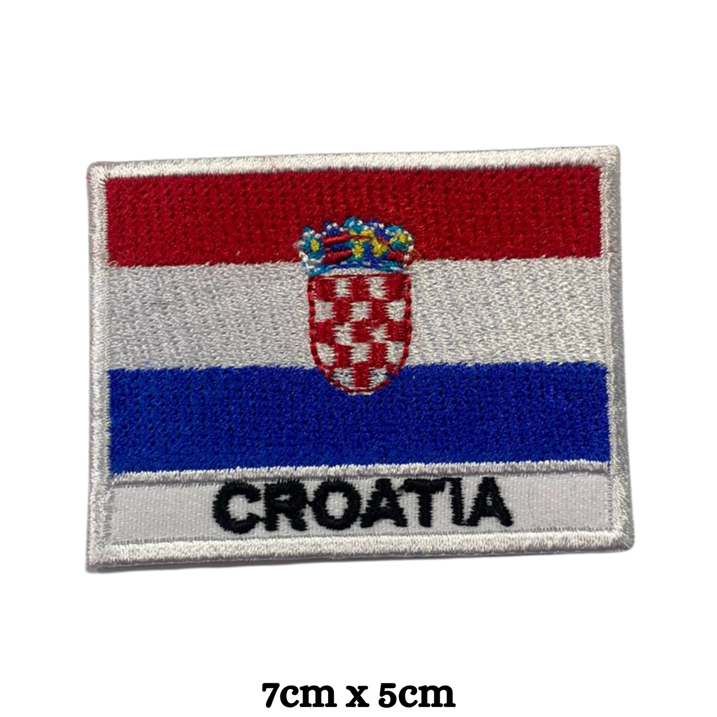 Country Flag with Name Embroidered Patch – Iron On / Sew On National Flag Badge with Country Name | All Countries Available | Jackets, Hats, Backpacks, Uniforms (A-J)