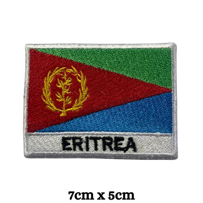 Country Flag with Name Embroidered Patch – Iron On / Sew On National Flag Badge with Country Name | All Countries Available | Jackets, Hats, Backpacks, Uniforms (A-J)
