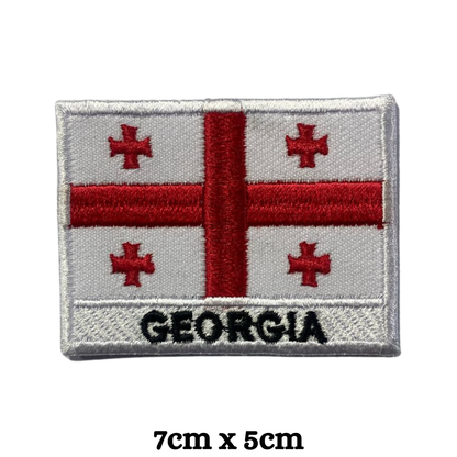 Country Flag with Name Embroidered Patch – Iron On / Sew On National Flag Badge with Country Name | All Countries Available | Jackets, Hats, Backpacks, Uniforms (A-J)
