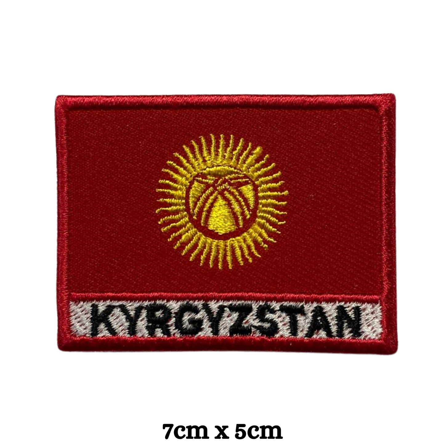 Country Flag with Name Embroidered Patch – Iron On / Sew On National Flag Badge with Country Name | All Countries Available | Jackets, Hats, Backpacks, Uniforms (K-S)