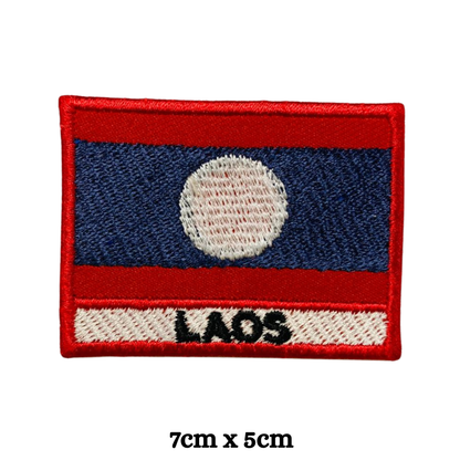 Country Flag with Name Embroidered Patch – Iron On / Sew On National Flag Badge with Country Name | All Countries Available | Jackets, Hats, Backpacks, Uniforms (K-S)