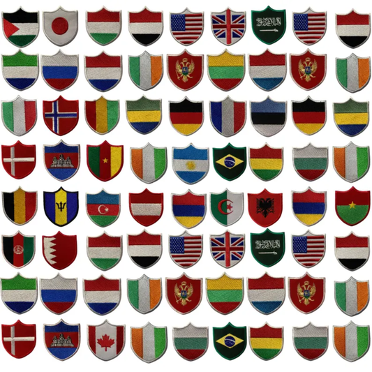 Shield Flag Patch – Embroidered Iron On / Sew On Shield Shaped National Flag Badge | All Countries Available | Heraldic Crest Patch for Jacket, Backpack, Biker Vest, Uniform – Choose Your Country (T-Z)