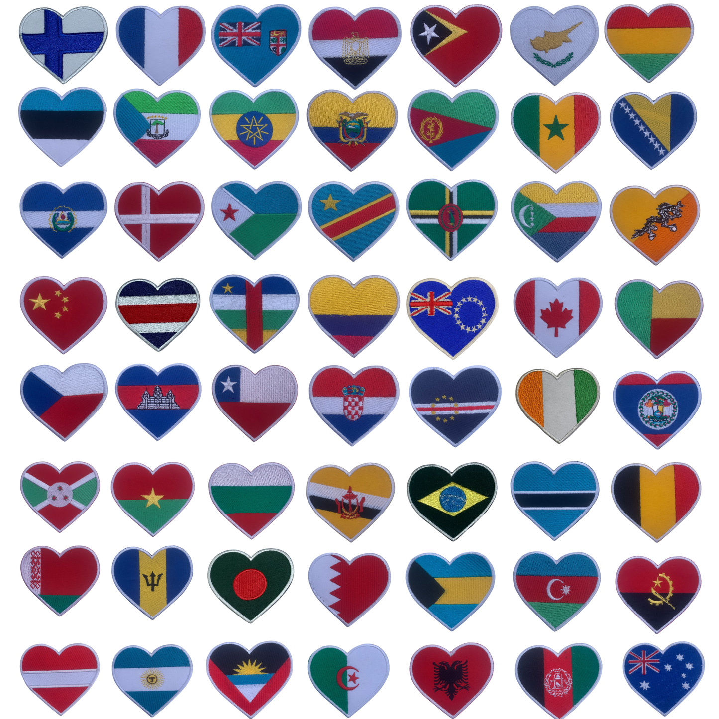 Country Heart Flag Patch – Embroidered Iron On / Sew On Heart Shaped National Flag Badge | All Countries Available | Jackets, Bags, Hats – Gift for Heritage, Travel & Flag Lovers (T-Z)