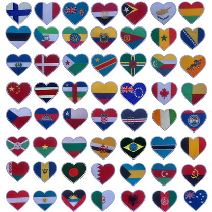Country Heart Flag Patch – Embroidered Iron On / Sew On Heart Shaped National Flag Badge | All Countries Available | Jackets, Bags, Hats – Gift for Heritage, Travel & Flag Lovers (K-S)