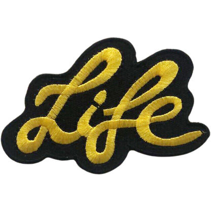Life and Love Slogan Embroidered Patches - Iron On and Sew On Applique Badges for Jackets, Jeans, Backpacks, Bags, Clothing and DIY Crafts.