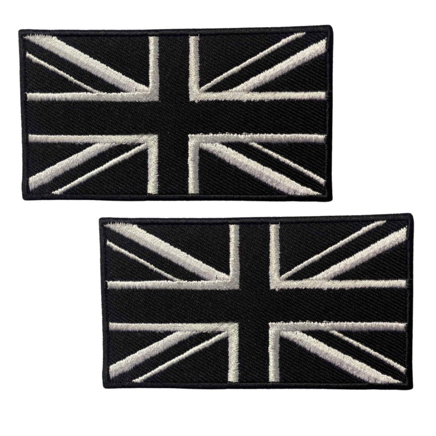 Black Union Jack National Country Flag Different Sizes Iron On Patch Embroidered Sew On Applique Badge x2
