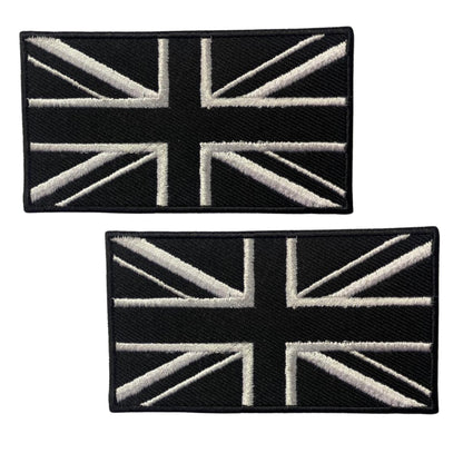 Black Union Jack National Country Flag Different Sizes Iron On Patch Embroidered Sew On Applique Badge x2