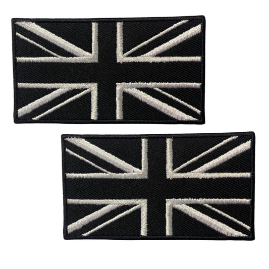 Black Union Jack National Country Flag Different Sizes Iron On Patch Embroidered Sew On Applique Badge x2